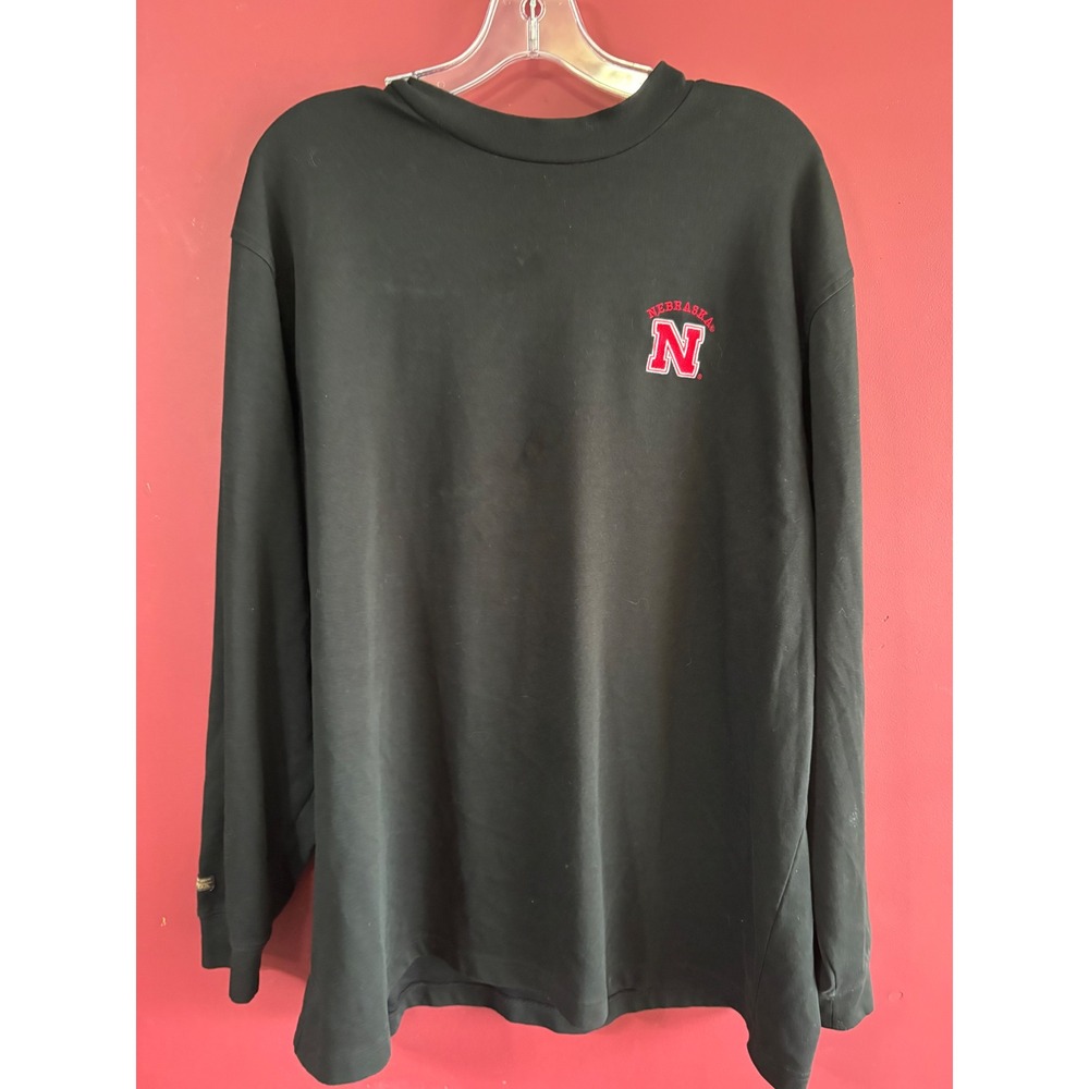 Antigua Nebraska Huskers Mens XXL Long Sleeve Performance Shirt Black Logo